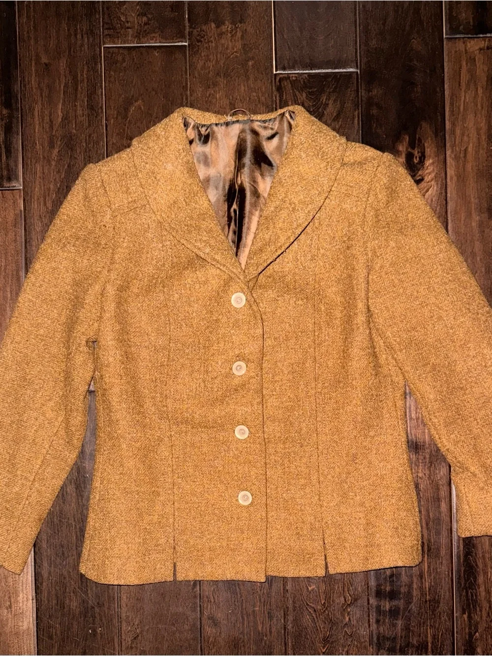 Modell Reine Schur wolle vintage European pure new wool brown coat. 70-80s. S-4